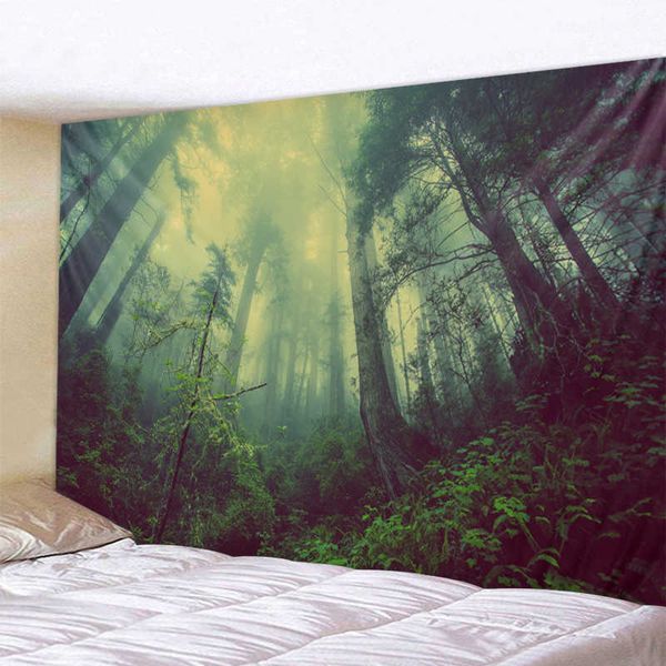 Wandteppiche „Sonnenlicht unter dem Waldbaum“, bedruckter großer Wandteppich, preiswerte Wandbehang-Wandteppiche, Wandkunst