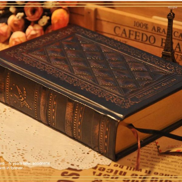 Fashion Vintage Leather Journal Classic Diaries Retro Plaid L Eather Black Golden Framed Notebook Journals Diary Stationery