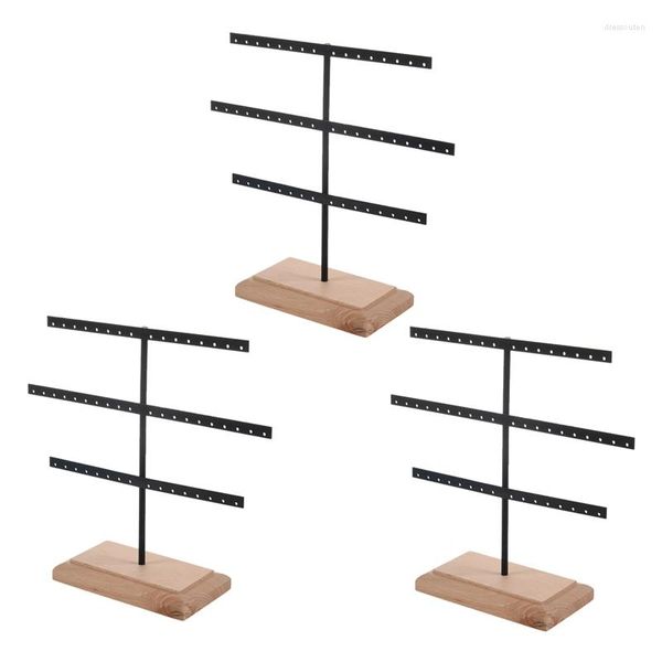 Hooks 3X Fashion 52 Hook Earring Jewelry Organizer Hanging Holder Espositore per collana Nero