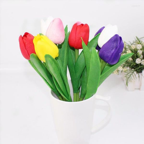 36 pçs/conjunto Caneta Esferográfica Tulipa Colorida Novidade PU Simulação Planta Flores Ponta Esferográfica 0,7 mm Tinta Azul Presente Material Escolar