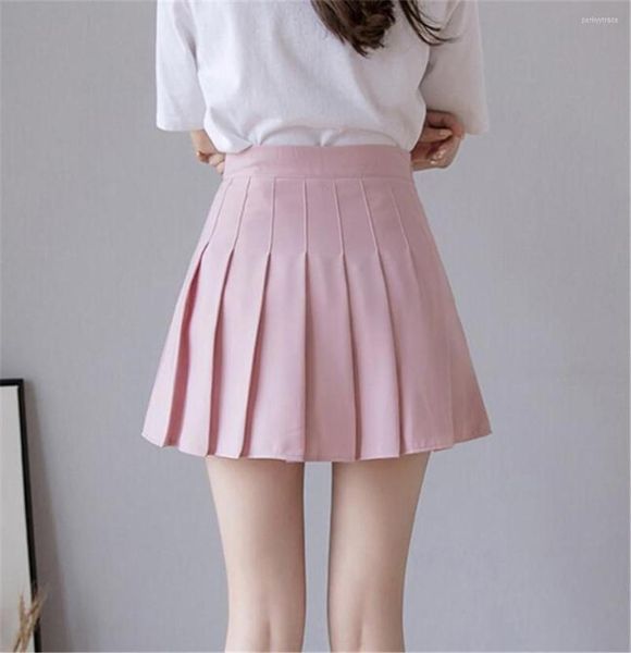 Юбки сексуальные женщины плиссированные юбки летняя высокая талия Аналичная дама розовая мини -мини -корейский молния
