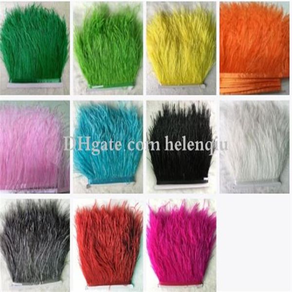 Lotes de 10 jardas Muticolor Longo Plumas de Penas de Avestruz Franjas 8-10cm Listras Boa de Penas para Acessórios de Roupas de Festa Craft205O