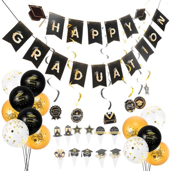 Decorazione per feste 1 Set Laurea Palloncino in lattice Torta Dessert Topper Banner Layout Puntelli