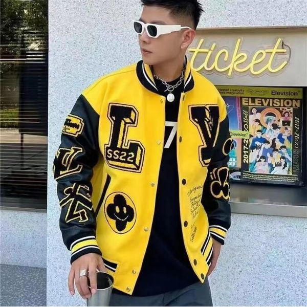 2024 Mens Designer Coton Manteau Baseball Veste Coupe-vent Coupe-vent Varsity Lightning Lettre Couture Simple Boutonnage Couleur Bloc Col Stand Bomber Shark K2