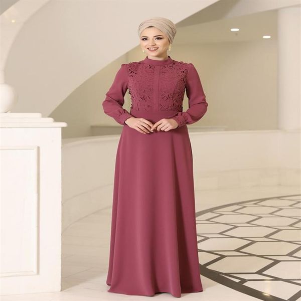 Vestuário étnico Queima a laser longo vestido feminino hijab estação tecido crepe de alta qualidade feito na turquia muçulmano islâmico174o