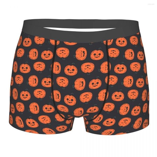 Cueca de Halloween Cueca de Abóbora Engraçada Bonita Personalizada Poliéster Sublimação Baú Meninos Cueca Boxer Stretch