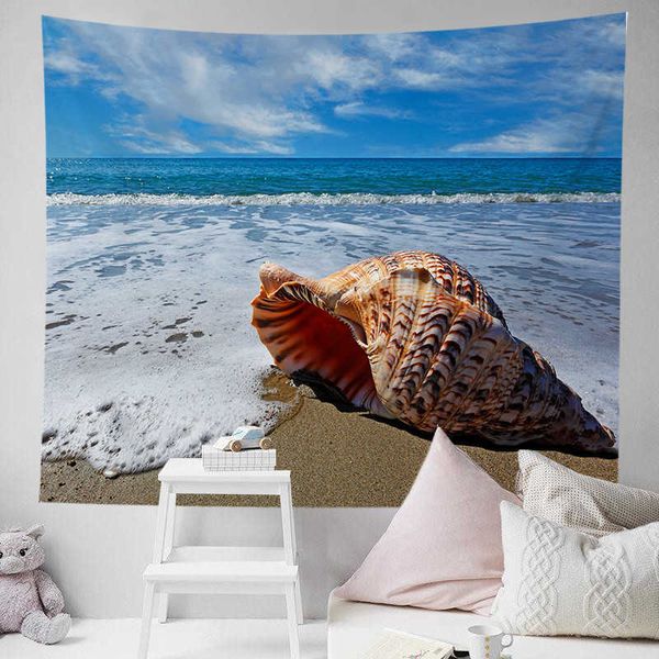 Tapeçarias tapeçaria fundo de parede bela paisagem sala de estar o mar azul praia quarto decoração pendurado pano