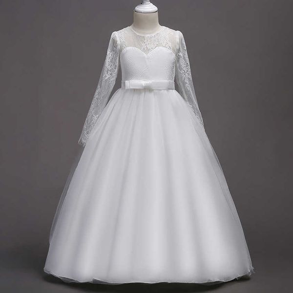 Mädchenkleider 4–15 Jahre, lang, weiß, Taufe, Spitze, Blumen, Party, Ballkleid, Ballkleider, Kinder, Mädchen, Prinzessin, Hochzeit, Kinder, Kommunion, KleidHKD230712