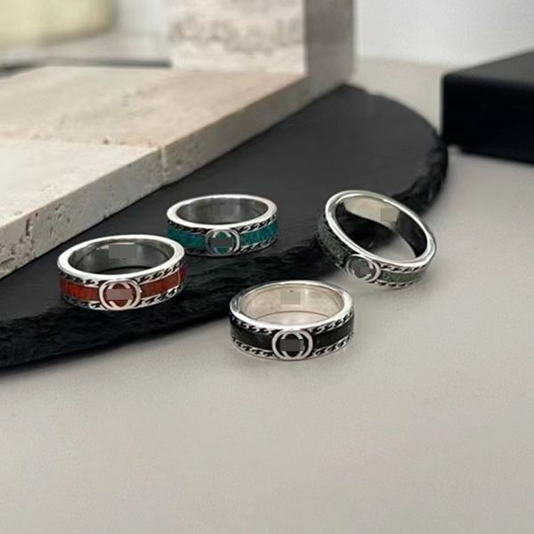 Trendige Modeaccessoires Handverzierung 925 Sterling Silber Klassischer tropfender Marmor-Emaille-Ring für Männer und Frauen