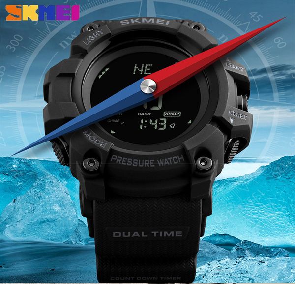 SKMEI 1358 Outdoor Sport Männer Digitale Uhr Wasserdichte Mess Barometrischen Kompass Herren Militär Uhren 1427 Relogio Masculino