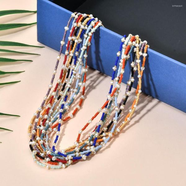 Anhänger-Halsketten ZMZY Boho-Rocailles-Halsband für Frauen, Schmuck, Wohelsale, böhmischer bunter Naturperlen-Schmuck