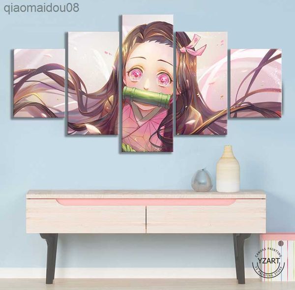 HD Anime Girl Wall Picture Kamado Nezuko Demon Slayer Kimetsu No Yaiba Poster Comics Art Dipinti murali Ragazze Bedroom Decor L230704