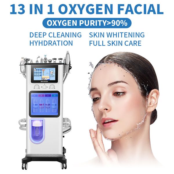 Neueste Salon 13 in 1 Hydra Sauerstoff Blase Gesichtsmaschine Hydro Diamant Dermabrasion Aqua Jet Peeling Gesichts Tiefenreinigung Maschine