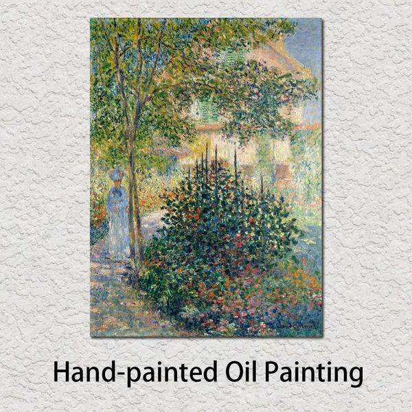 Canvas Art El Boyalı Yağlı Boya Claude Monet Camille Monet Bahçede Duvar Dekoru için Arjenteuil Resim