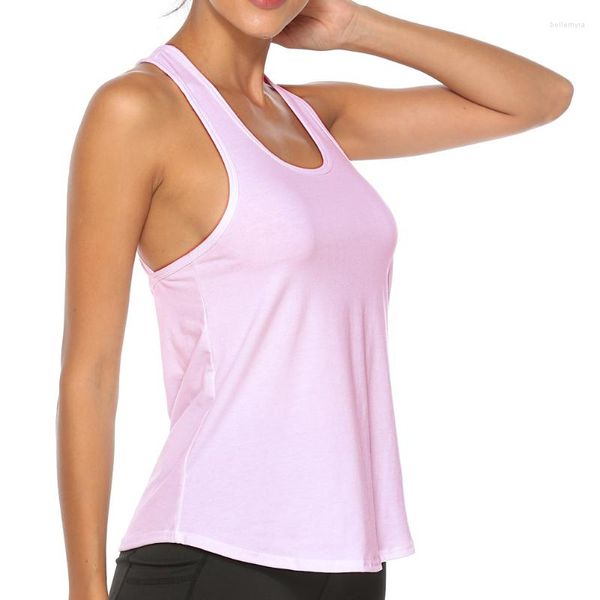 Canotte da donna Sexy senza maniche allentate Canotte da yoga ad asciugatura rapida Canotte da donna estive Canotta con fondo in maglia Allenamento Fitness Palestra Sport da corsa