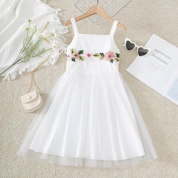 Mädchen Kleider Kinder Träger Kleid Blume Stickerei Nettes Kind Kleidung Hochzeit Prinzessin Kostüm Baby Outfit Kleinkind Kleidung A1098