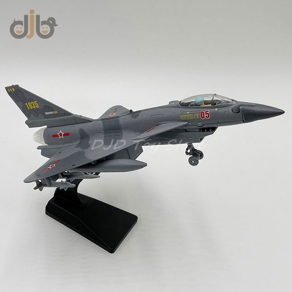 Aeronave Modle 1 87 Diecast Military Aircraft Model Jian-10 Jet Fighter Pull Back Toy With Sound Light 230711
