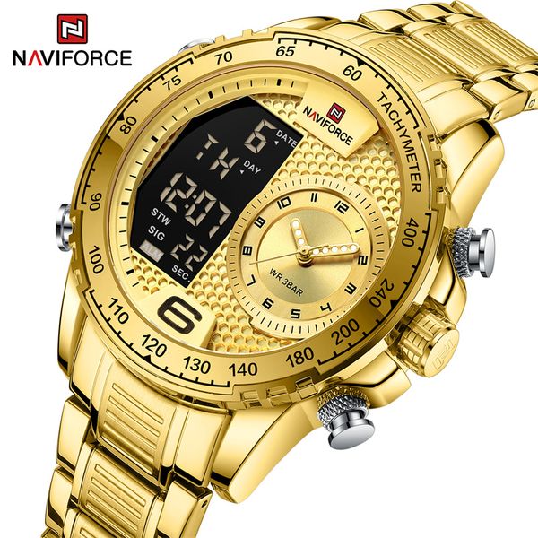 NAVIFORCE 2022 Uhr Männer Luxus LCD Dual Time Wasserdicht Sport Quarz Militär Chronograph Armbanduhr für Männer Relogio Männer Geschenk