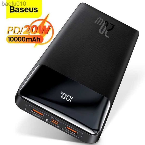 Baseus PD 20W Power Bank 10000mAh Tragbares Ladegerät Externer Akku 10000 Schnellladung Powerbank für iPhone Xiaomi mi Poverbank L230712