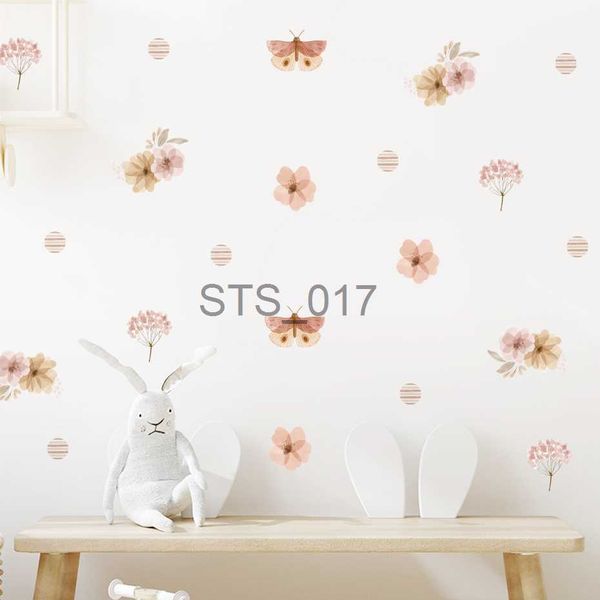 Outros adesivos decorativos Boho Botânico Floral Borboleta Aquarela Berçário Adesivos de parede removíveis Crianças DIY Decalque de parede Quarto de crianças Decoração interior da casa x0712