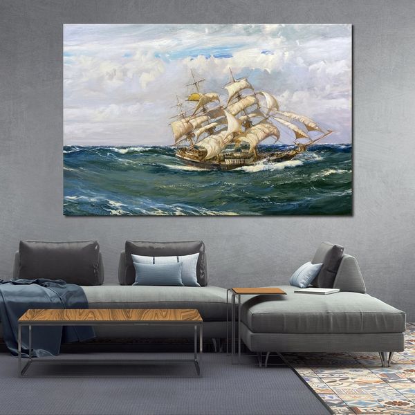 Vela Marine Canvas Art the China Tea Clipper Shun Lee Montague Dawson Dipinto fatto a mano Seascape Home Decor