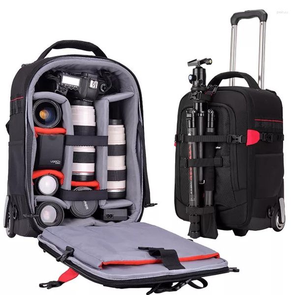 Koffer Trolley Koffer Kameratasche Schulter Multifunktions-Profi-Rucksack mit Rädern große Kapazität Reisefotografie