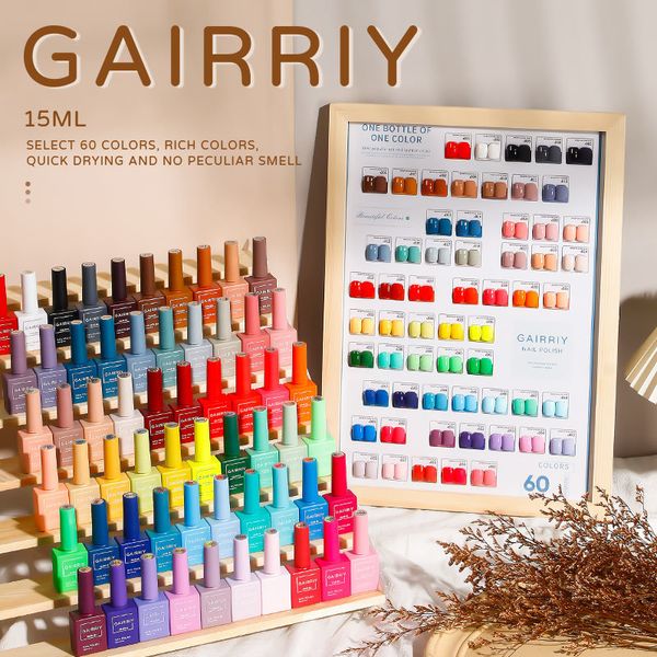 Oje gairriy 15ml jel 60 renk tahtası ile set parıltılı led yarı kalıcı vernik sanat salonu aksesuarları 230712