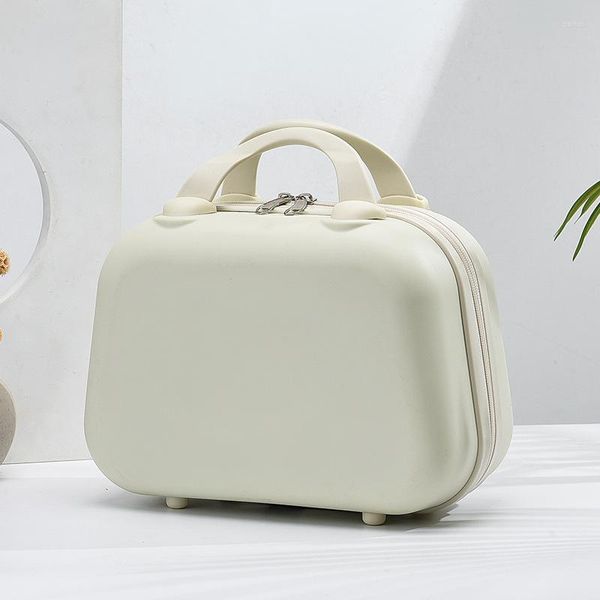 Чемоданы мини -14 -дюймовый портативный багаж простой твердый цвет женский подарки Организатор посадки для посадки косметический футляр для женщин