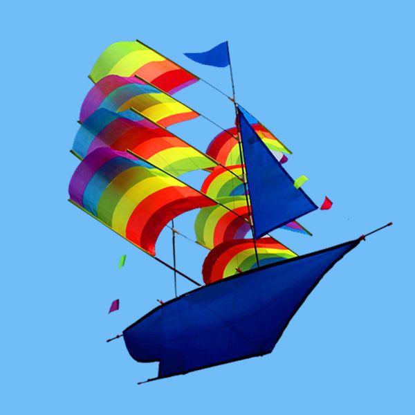 Аксессуары для воздушных змеев на открытом воздухе 3D Sailboat Flight Kite для детей подарки и взрослые игры Rainbow Ship Toys Game Activity 230712