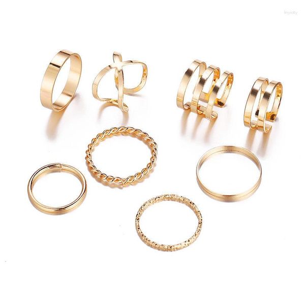 Le fedi nuziali vendono set di colori dorati rotondi geometrici vuoti per le donne Regali di gioielli femminili con anello di torsione vintage