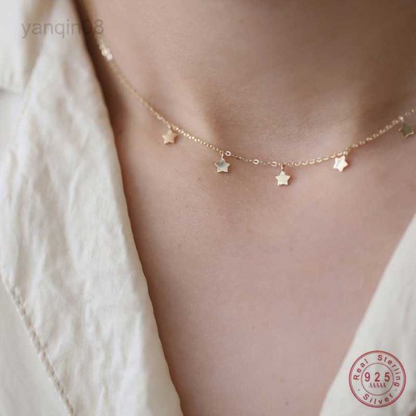 Collane con ciondolo in argento sterling 925 Collana con catena a clavicola con pendente a stella semplice francese Donna Classic Accessori per gioielli in oro 14k HKD230712