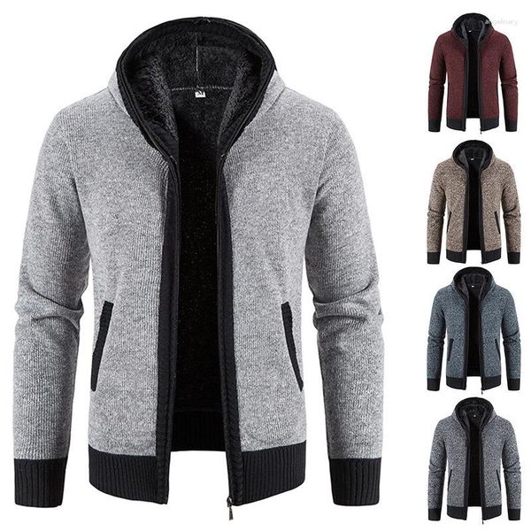 Felpe con cappuccio da uomo 2023 autunno inverno giacca in maglia cappotto cardigan con zip maglione casual allentato di grandi dimensioni abiti alla moda