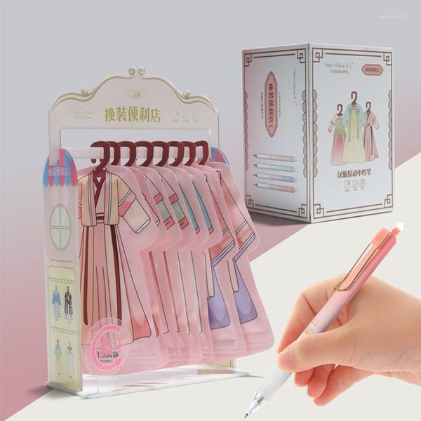 Pz/scatola Appendiabiti creativo Han Suit Cambia Press Gel Pen Uniform Store Rack Girl Heart Black Writing Supplies