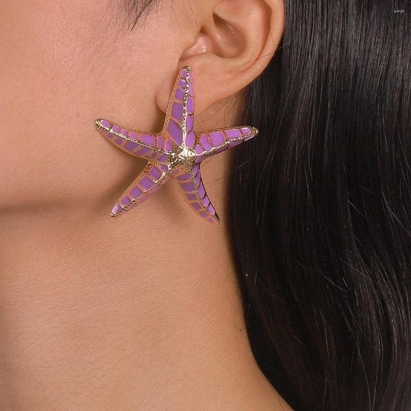 Серьги с пурпурной богемией эмалевой формы звезда