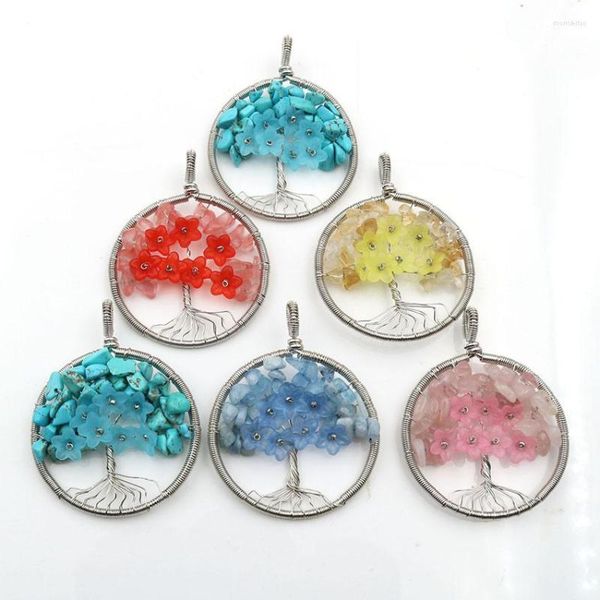 Подвесные ожерелья xsm гравийные чипсы цветочные узоры натуральные камни