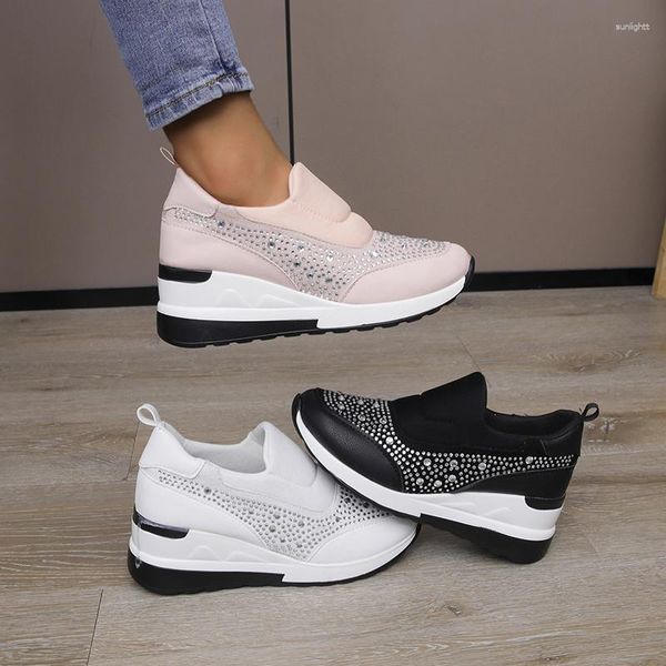 Jurk Schoenen 2023 Mode Dames Sneakers Casual Vulcaniseer Lace Up Voor Vrouwen Bling Ademend Wandelen Dames Mujer