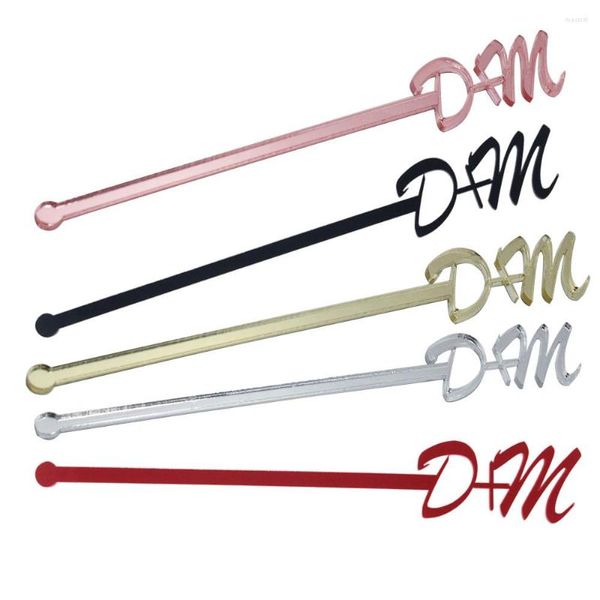 Favore di partito 10/30/50/60/80PCS Agitatori per bevande personalizzati in acrilico personalizzati Swizzle Sticks Stir Cocktail Baby Shower Nome del tavolo Nuziale