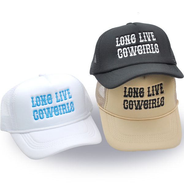 Ball Caps Long Live Cowgirls Trucker Hat вышивка ковбойская девчачья бейсболка летняя женщина сетчатая мама шляпы подарки для ее 230712