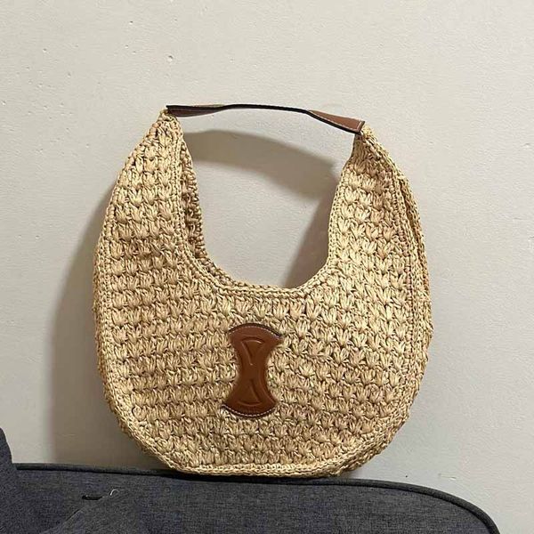 Лето -стиль новая соломенная тканая сумка бродяга с плечами дизайнерские сумочки Классик Классик Leahter Print Hollow Out сцепление высокое качество
