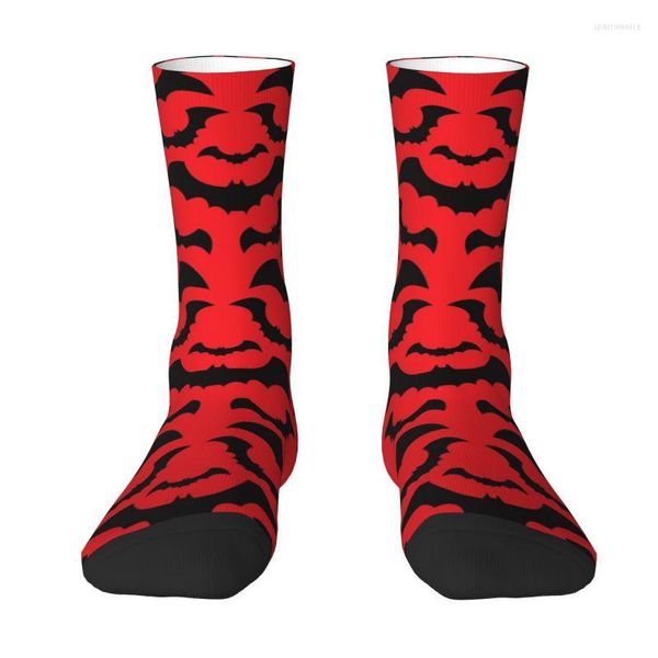 Herrensocken Gothic Hexe Fledermäuse Muster Kleid für Männer Frauen Warme Mode Neuheit Geist Halloween Crew