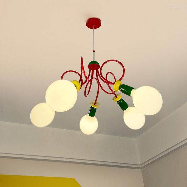 Lampy wiszące Nordic Color Fruit Żyrandol Francuska Prosta Sypialnia Jadalnia Studium Homestay dla dzieci