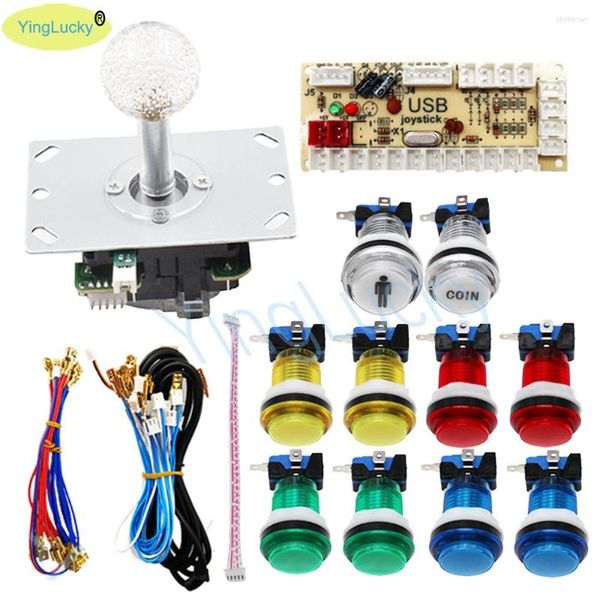 Игровые контроллеры 1 игрок Arcade Joystick Kit с ноль -задержкой USB -светодиодной кнопкой Encoder для Raspberry Pi ПК PS2 PS3 PS3