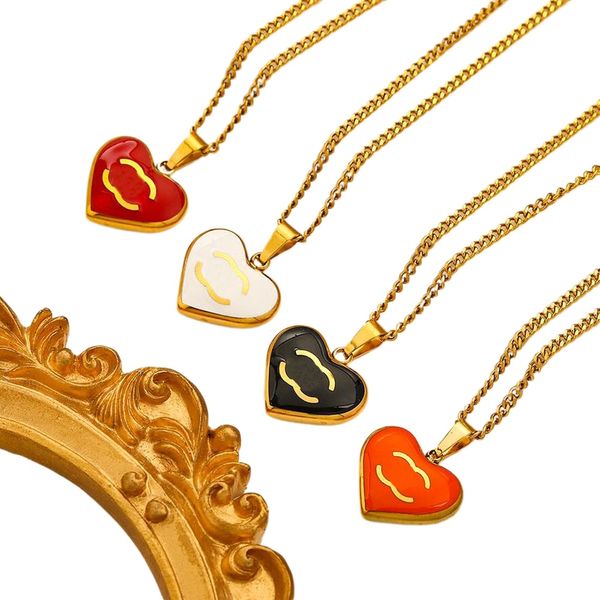 Doppie lettere Catene Collana Designer Marchio Set di gioielli Collane con ciondolo Orecchino a forma di cuore Acciaio inossidabile placcato oro 18 carati Regalo di nozze da donna