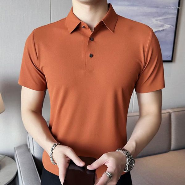 Polo da uomo di alta qualità semplice tinta unita polo estate manica corta slim risvolto tee casual business sociale plus taglia 4xl