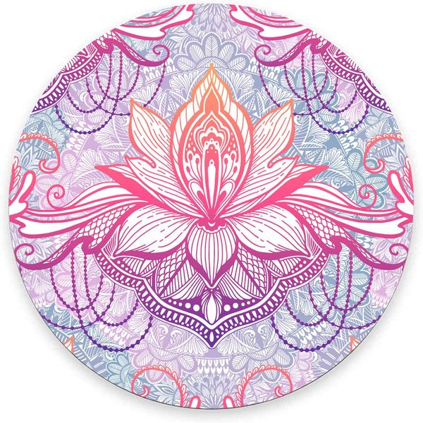 Mandala Lotus Flowers Круглая мышиная подушка симпатичная цветочная игровая мыши для мыши водонепроницаемы