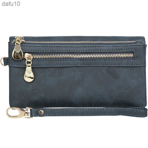 Bolsa Feminina Hasp com Zíper de Grande Capacidade Nova Carteira Feminina de Couro Bolsas Femininas Femininas Pulseira Longa Clutch Titulares de Cartão de Moeda Portfel Dams L230704