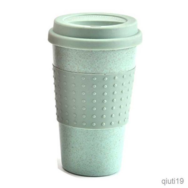 Canecas 350 ML Eco-Friendly Coffee Tea Cup Trigo Straw Travel Water Drink Mug com Tampa Drinkware Drinkware R230712