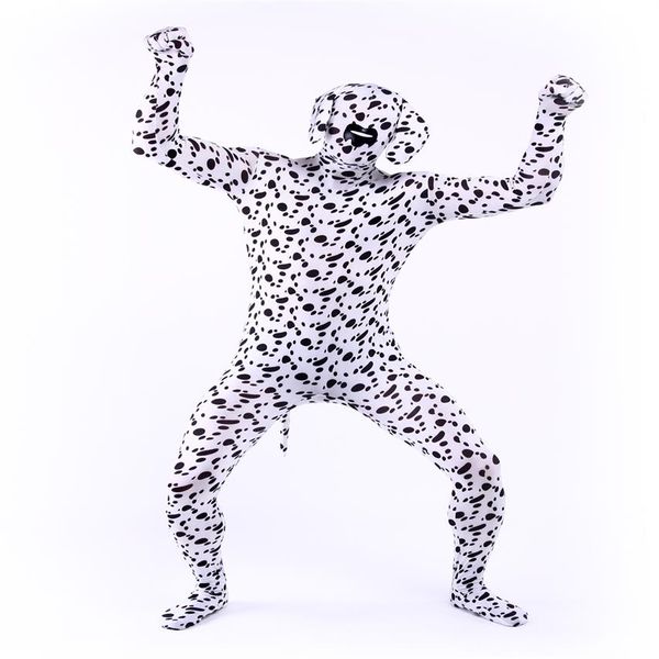 Lycra spandex ternos zentai fantasias de cachorro dálmata halloween cosplay348I