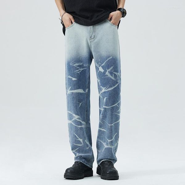 Jeans Masculino 2023 Estilo Americano Lavado Harajuku Marca Calças Baggy Hip Hop Straight Denim Masculino Calças Soltas High Street Y2k Clothing