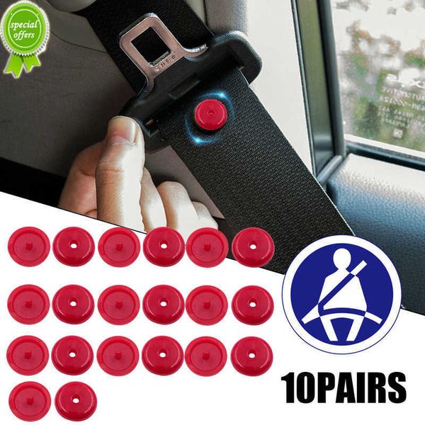 10 pares de botões de bloqueio de cinto de segurança de automóvel, fivelas de segurança, clipes fixos, retentor de cinto de segurança, acessórios decorativos vermelhos
